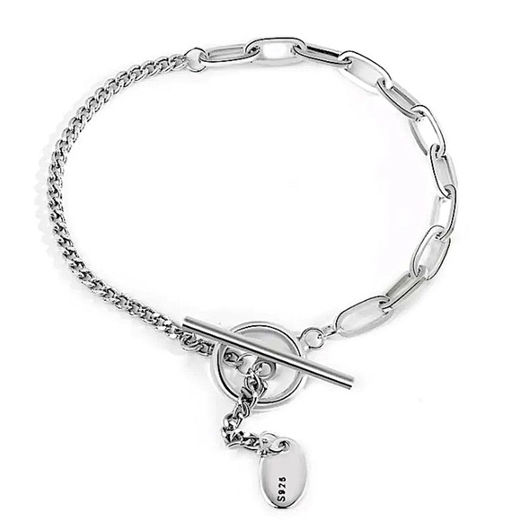 Sterling Silver Minimalist Bracelet, Irregular, Geometric, Dainty, Trendy - Picture 6 of 6